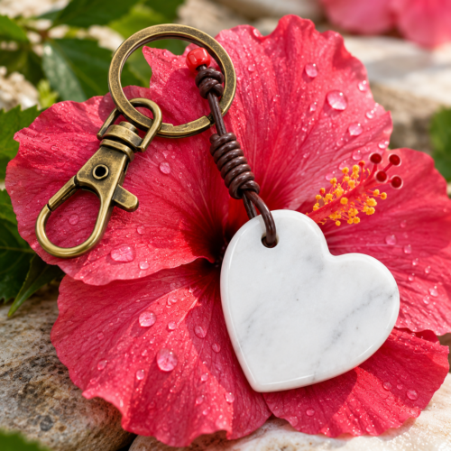marble heart keychain