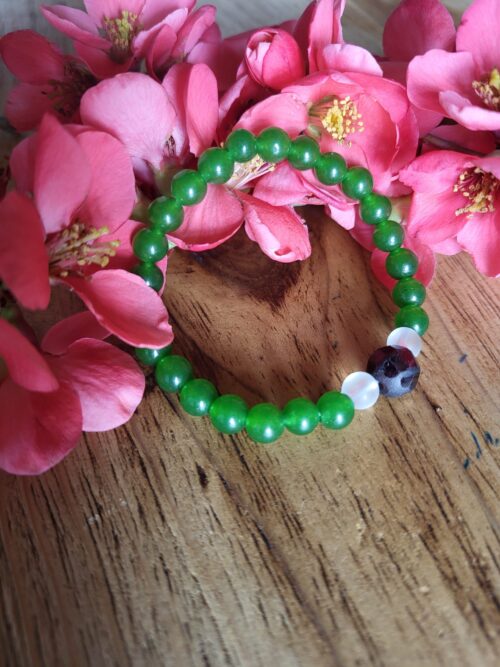 Bracciale in Giada Verde,con Quarzo e Granato – Image 2