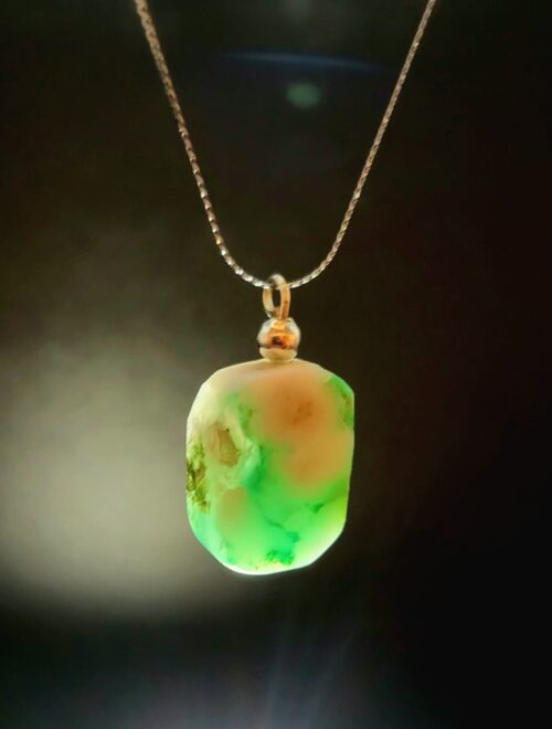 Ciondolo Crisoprasio - Artigianale con catena in argento – Bild 2