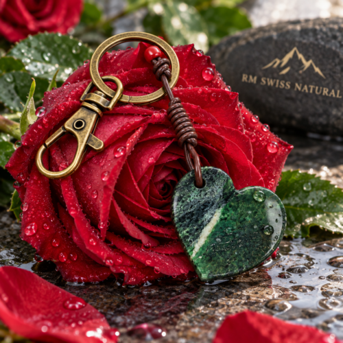 porte-clés en forme de cœur en fuchsite