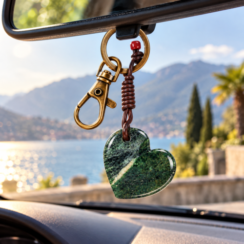 porte-clés en forme de cœur en fuchsite