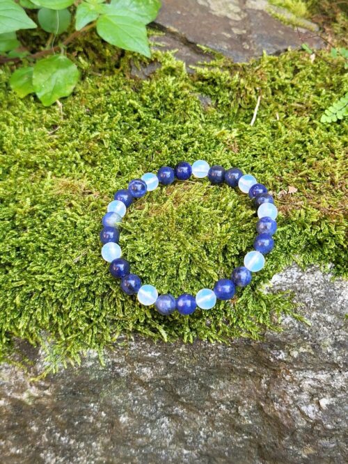 bracciale sodalite blu e opalino sintetico