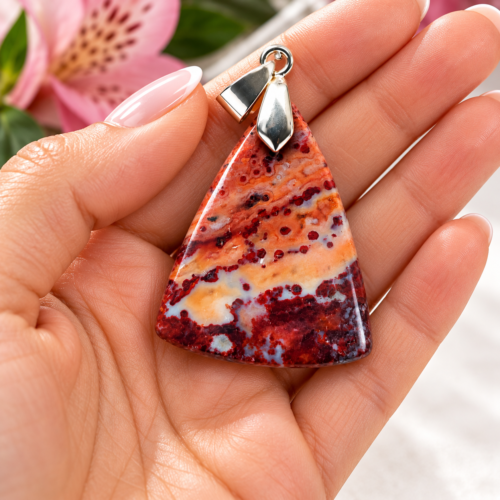 Java Jasper Pendant with a 925 Silver Setting